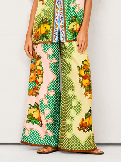 Multicolor Retro Graffiti Lemon Pants