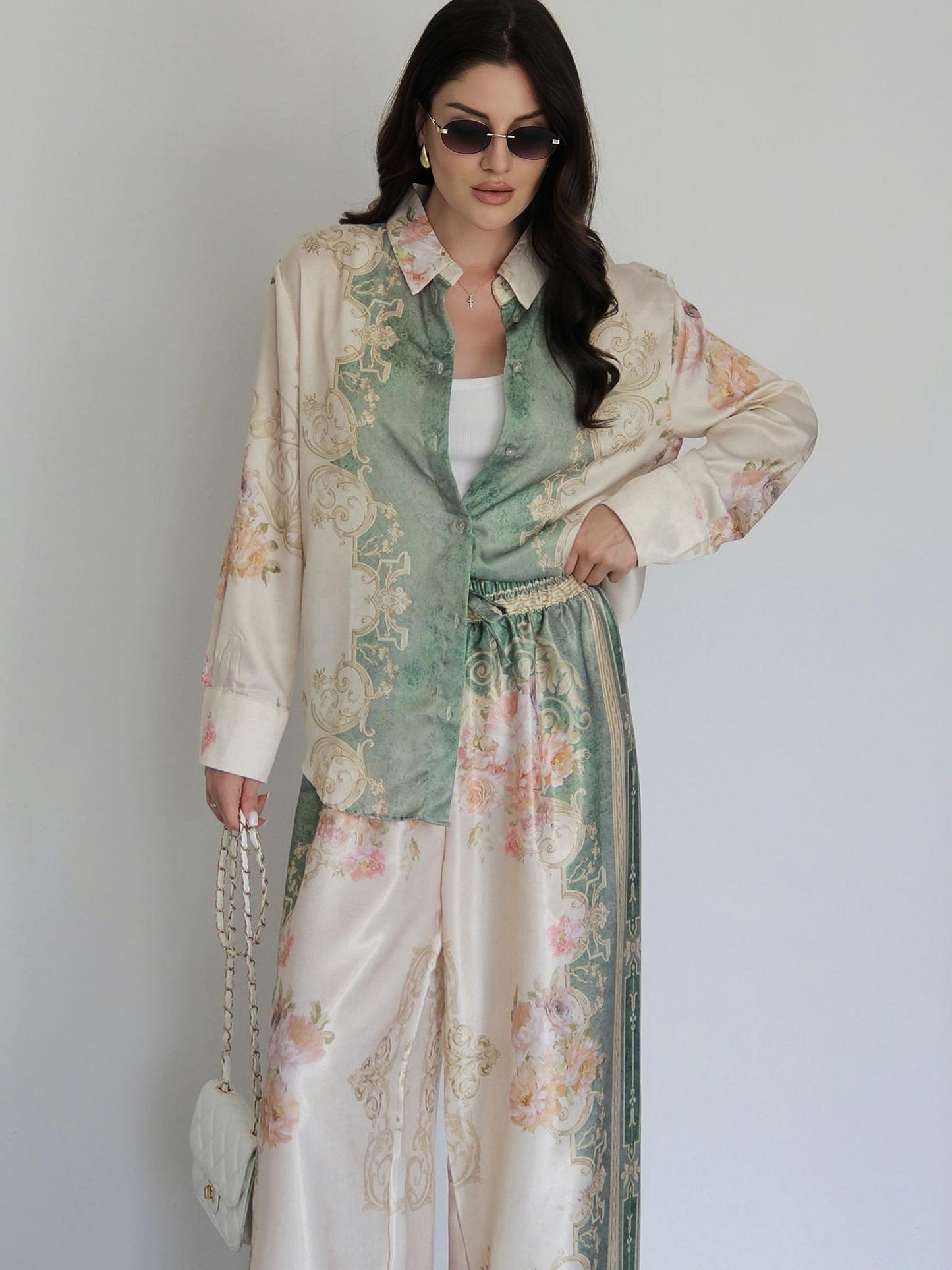 Baroque Floral Satin Shirt