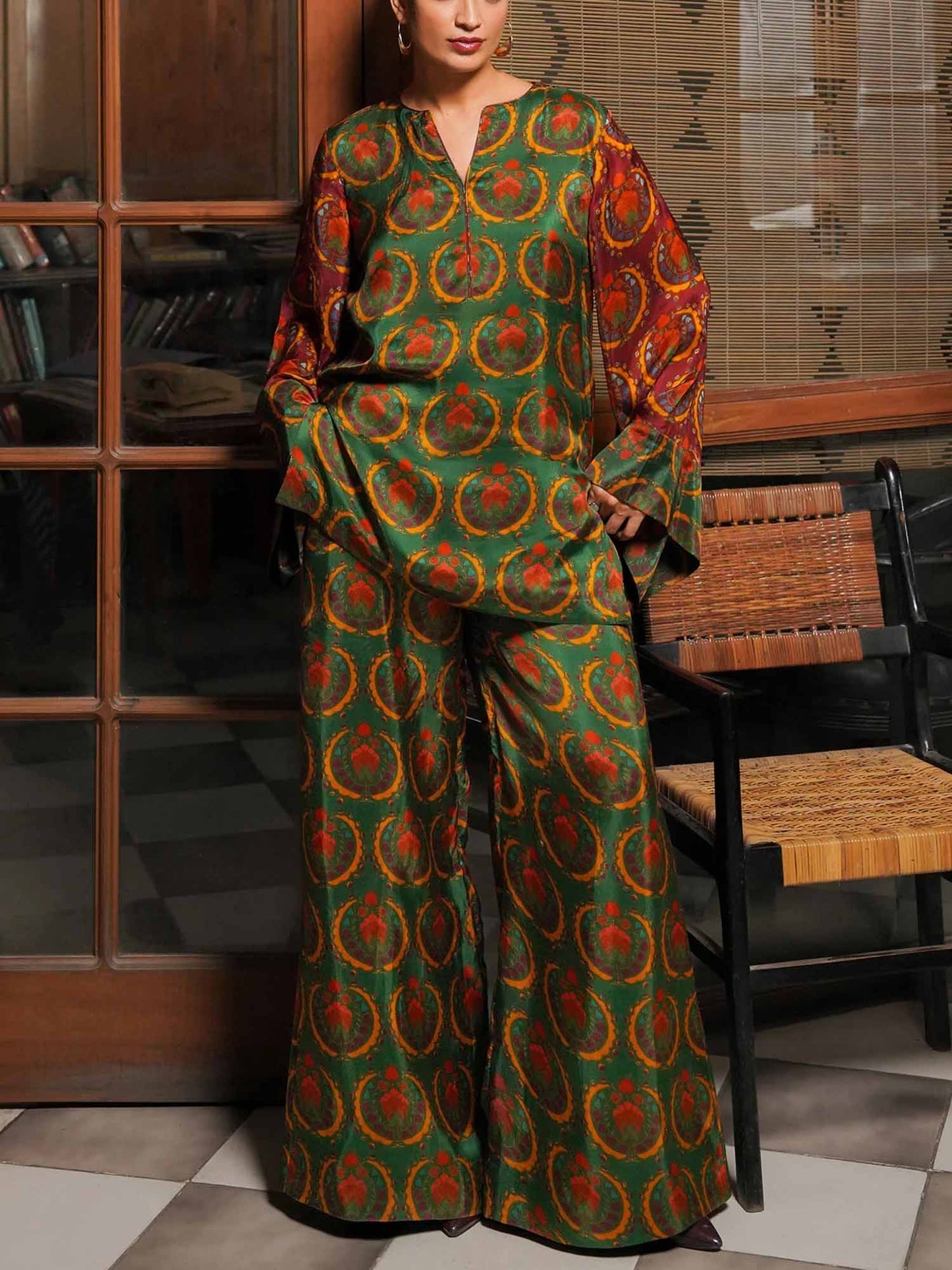 Printed Wide Leg Pants