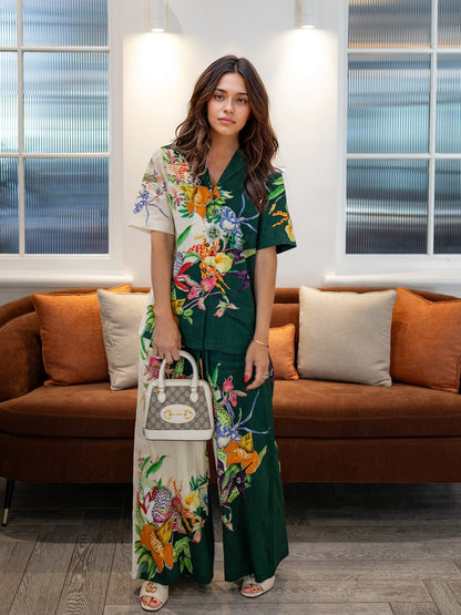 Floral Print Colorblock Shirt