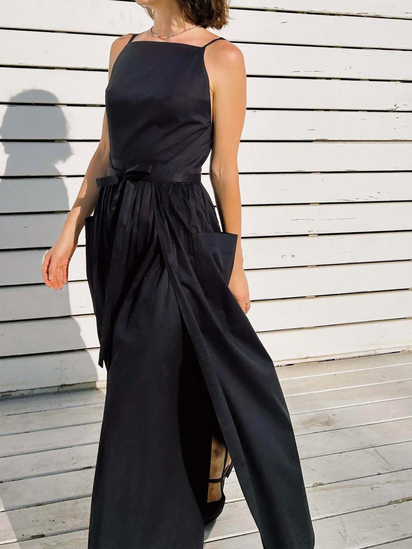 Black Belted Midi Dress