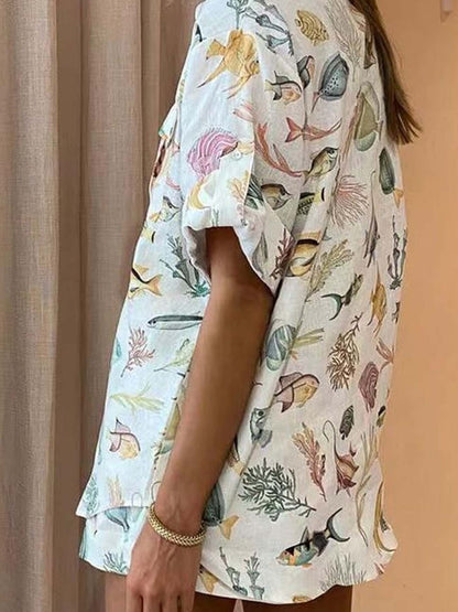 Coastal Breeze Relaxed Fit Shirt & Shorts Set