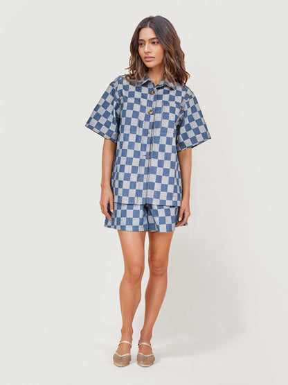 Checkerboard Breeze Denim Coastal Set