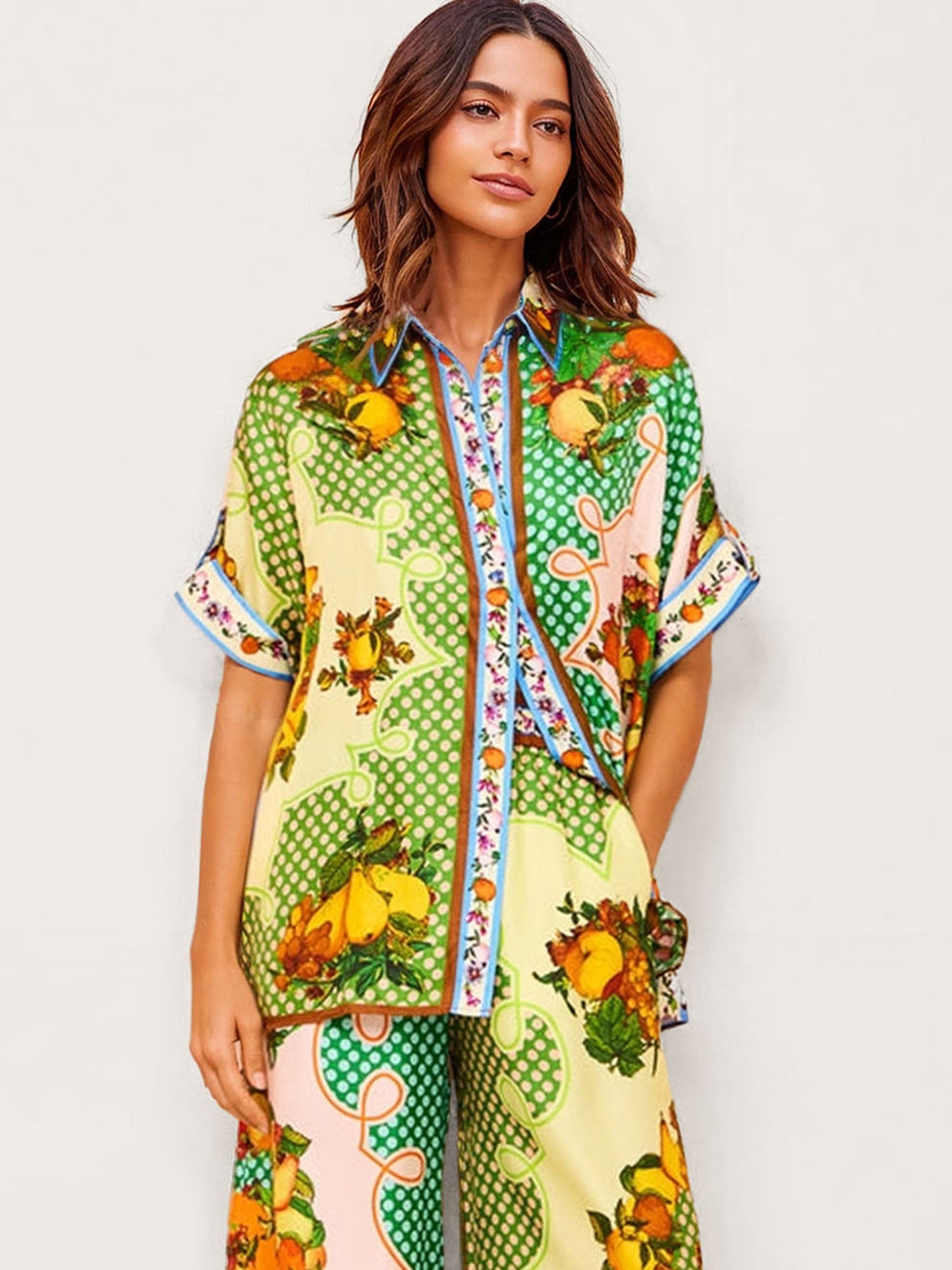 Multicolor Retro Graffiti Lemon Shirt