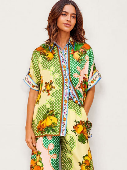 Multicolor Retro Graffiti Lemon Shirt