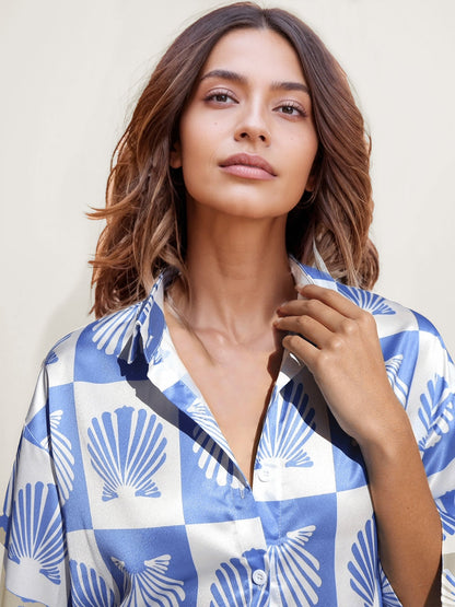 Seashell Dreams Oversized Button-Down Shirt