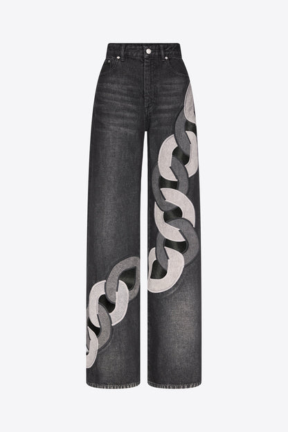 Lock Ring Type Irregular Jeans Set