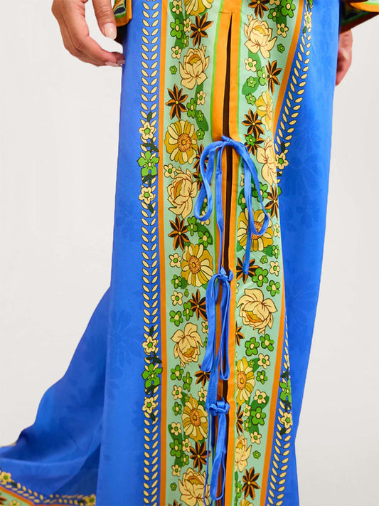 Tropical Graphic Print Wide-Leg Pants