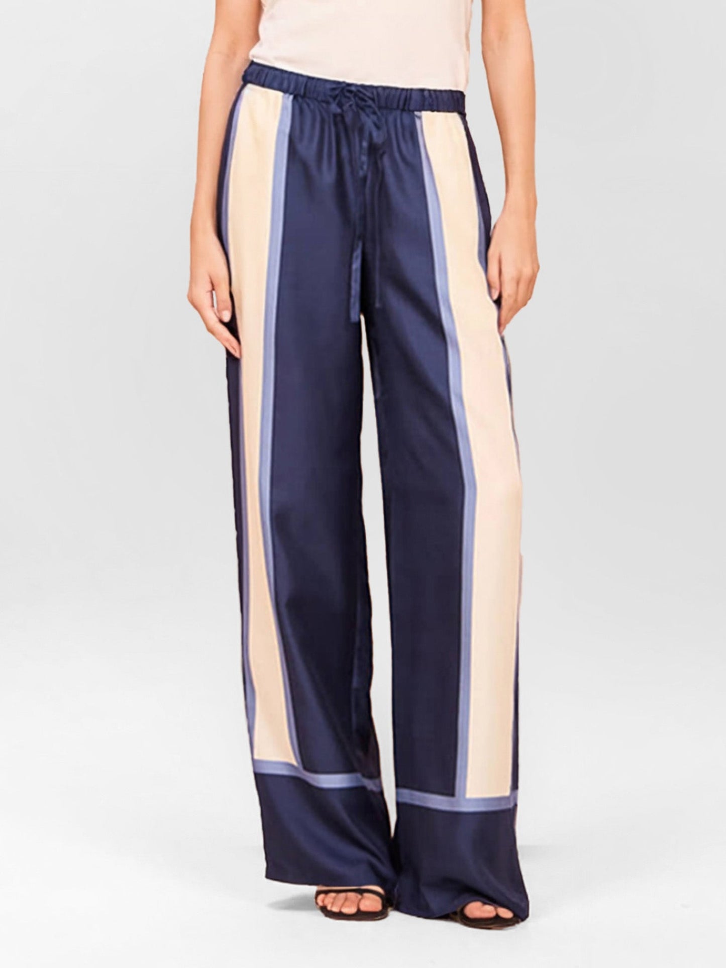 Bold Stripe Print Wide-Leg Pants