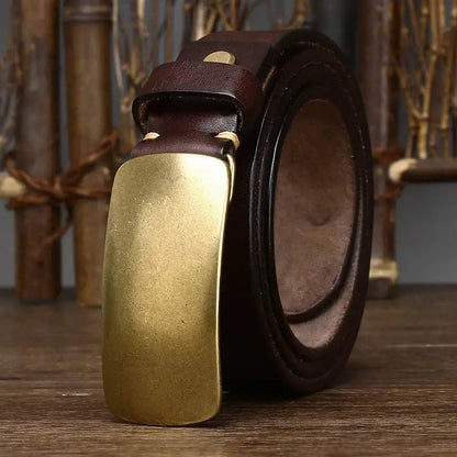 Forged Brass Buckle Leather Belt