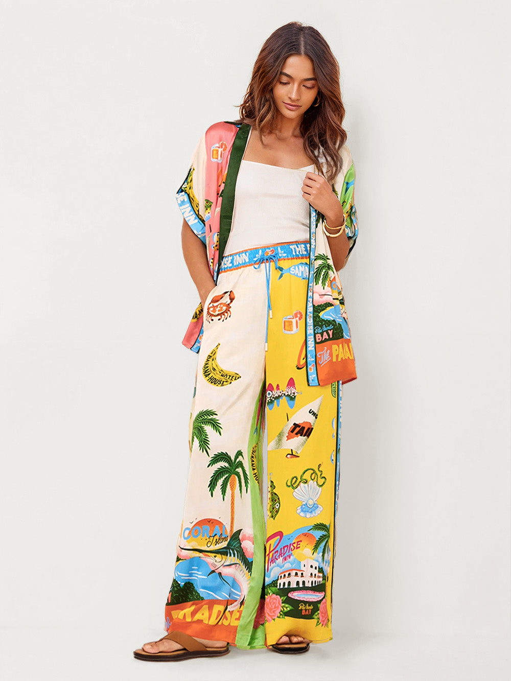 Sunset Beach Graphic Print Button-Up Shirt