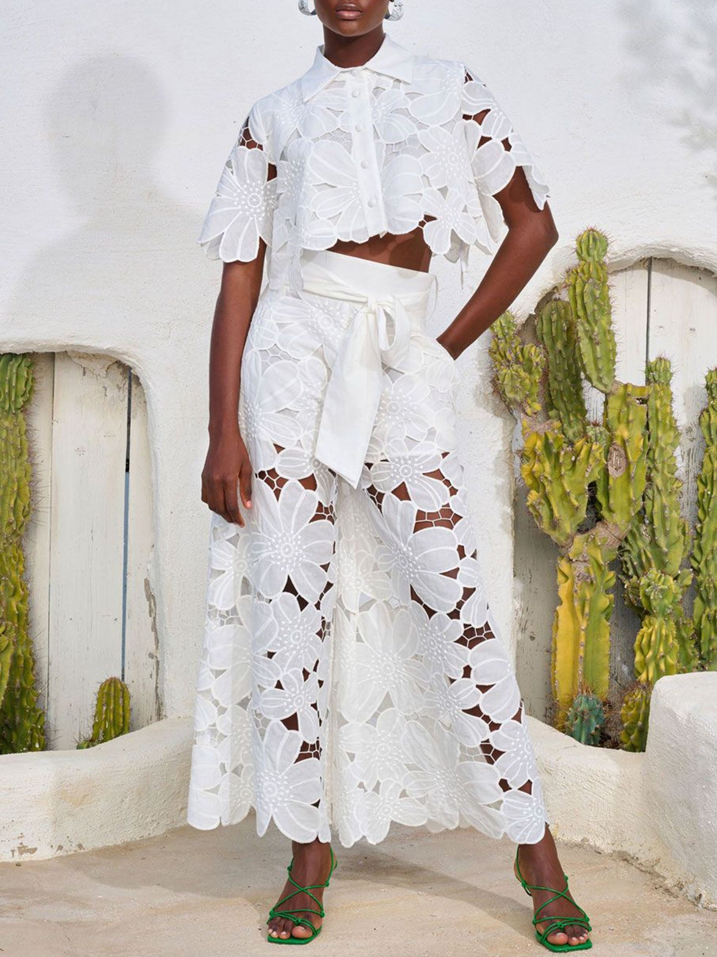 Floral Lace Cut-Out Shirt