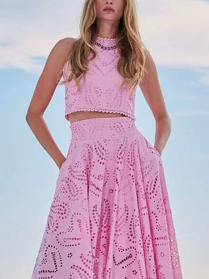 Embroidered Eyelet Crop Top