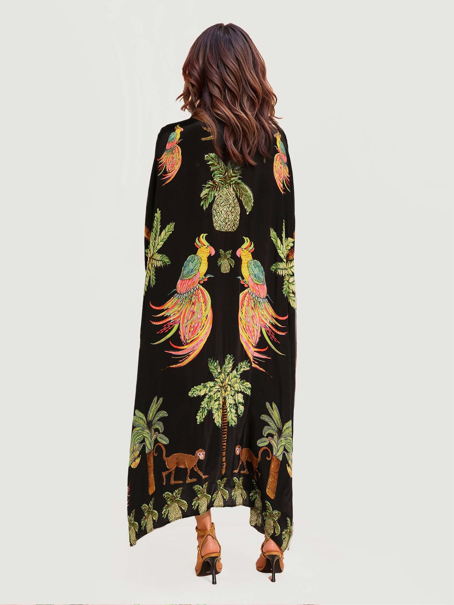 Black/Pink Parrot Print Maxi Dress