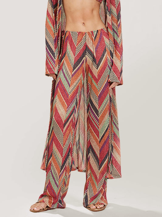 Chevron Print Wide-Leg Pants