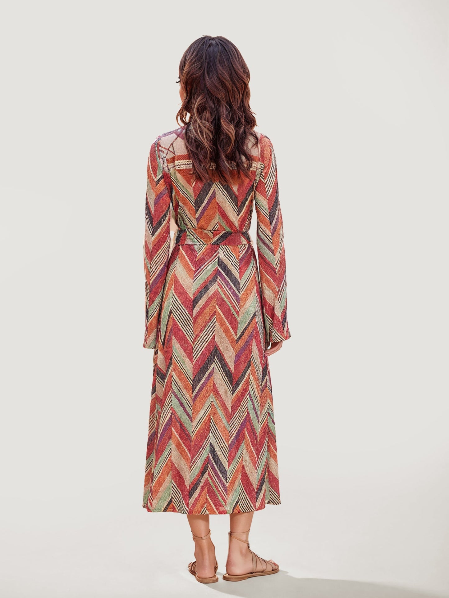 Chevron Print Wide-Leg Pants