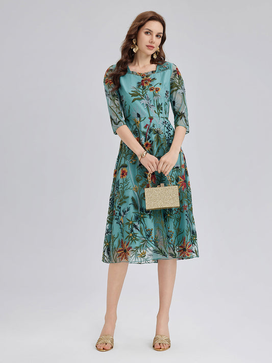 Hand-Beaded Floral Embroidered Dress