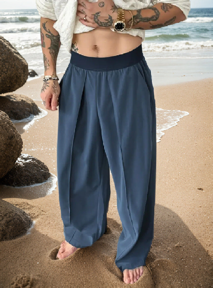 Men’s Wide Leg Dress Pants – High Waist Loose Fit Casual Straight Trousers