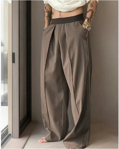 Men’s Wide Leg Dress Pants – High Waist Loose Fit Casual Straight Trousers