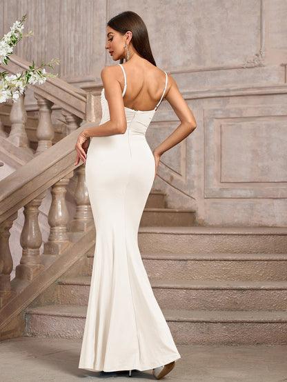 Solid Ruched Bodycon Formal Dress