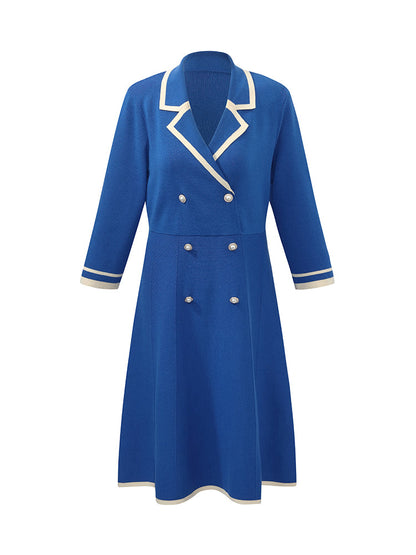 Fitted Double-Breasted V-Neck Mini Dress