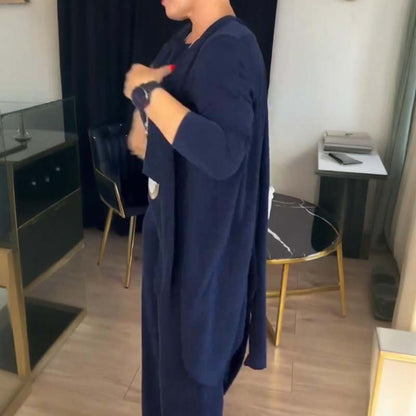 Elegant Longline Cardigan & Top & Pants 3-Pieces Set
