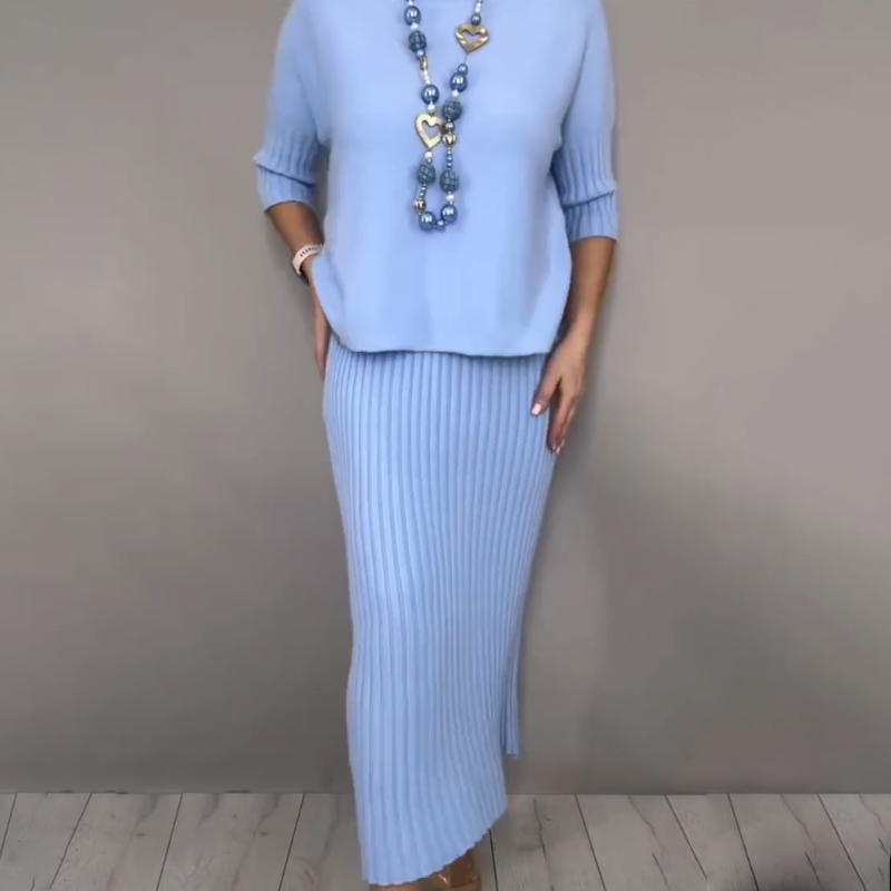 ✨ ⏳Time-Limited Special⏰Elegant Knit Sweater and Midi Skirt 2-Piece Set
