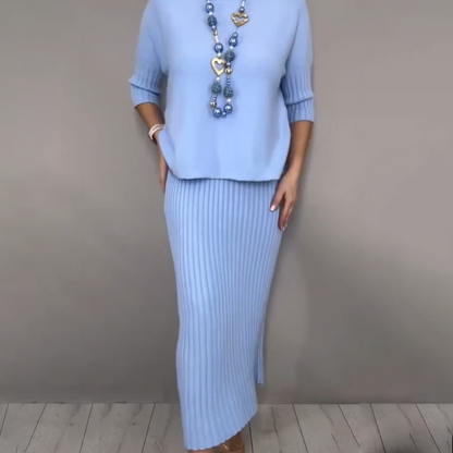 ✨ ⏳Time-Limited Special⏰Elegant Knit Sweater and Midi Skirt 2-Piece Set