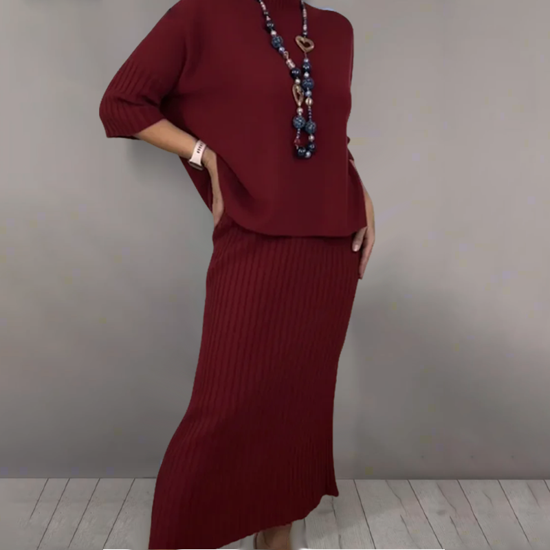 ✨ ⏳Time-Limited Special⏰Elegant Knit Sweater and Midi Skirt 2-Piece Set