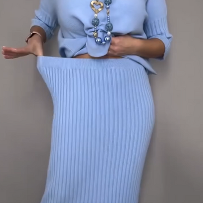 ✨ ⏳Time-Limited Special⏰Elegant Knit Sweater and Midi Skirt 2-Piece Set