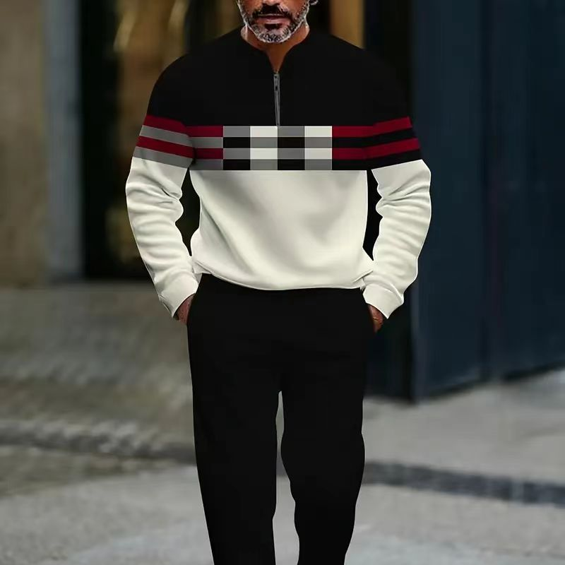 🔥Men's Graphic Print Pullover & Pants Set