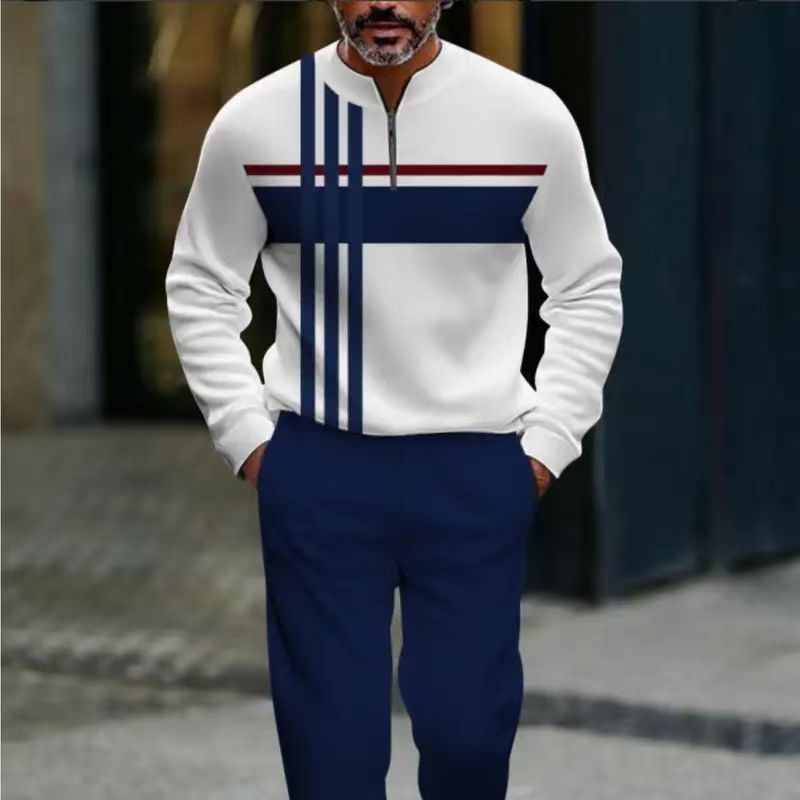 🔥Men's Graphic Print Pullover & Pants Set