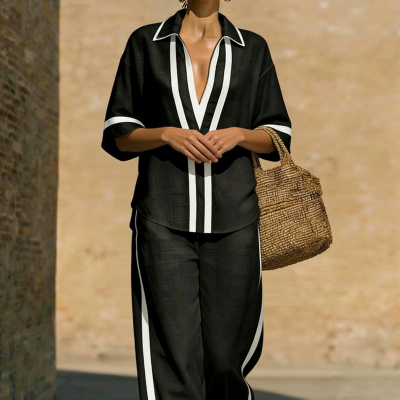 Women's Casual Color-Block 2-Piece Set